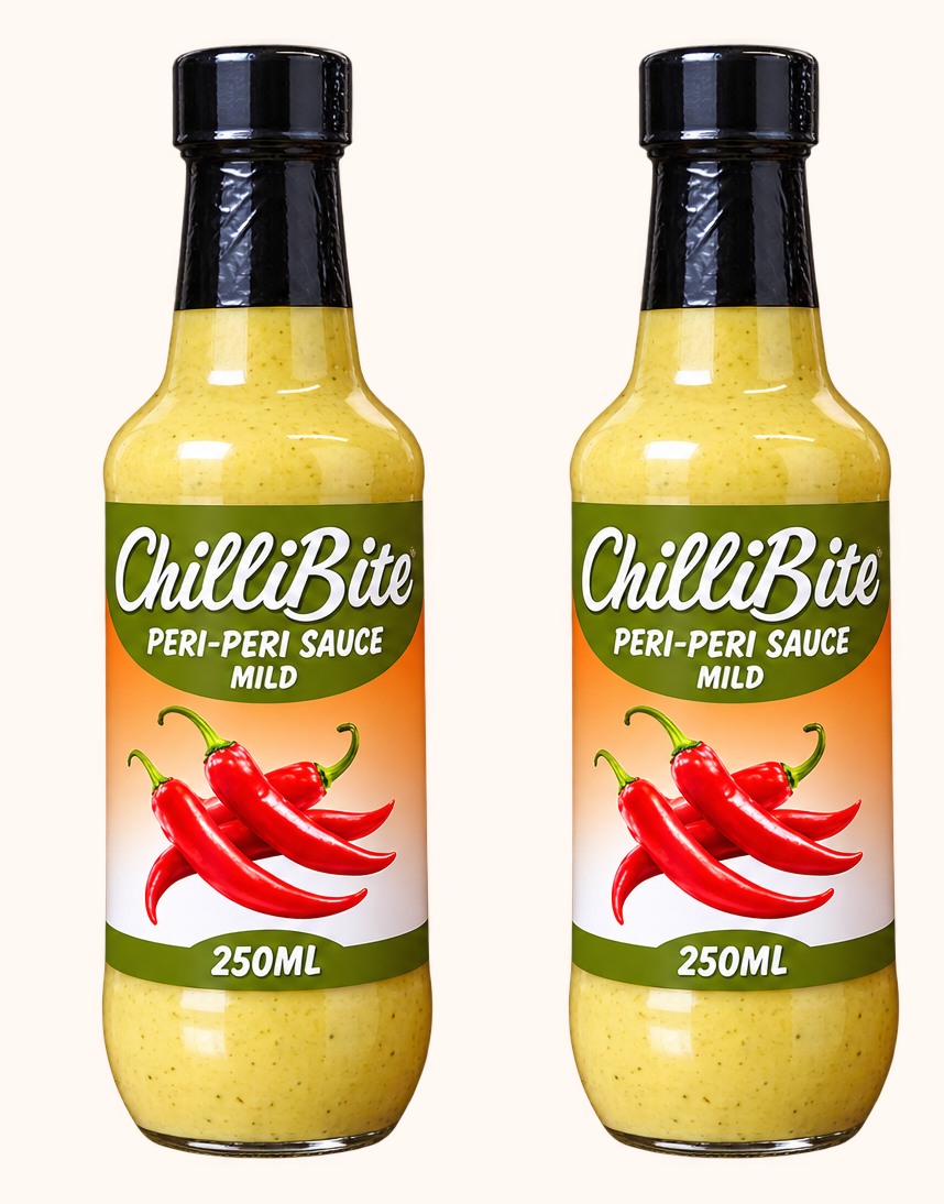 Two ChilliBite Mild peri-peri sauce bottles together
